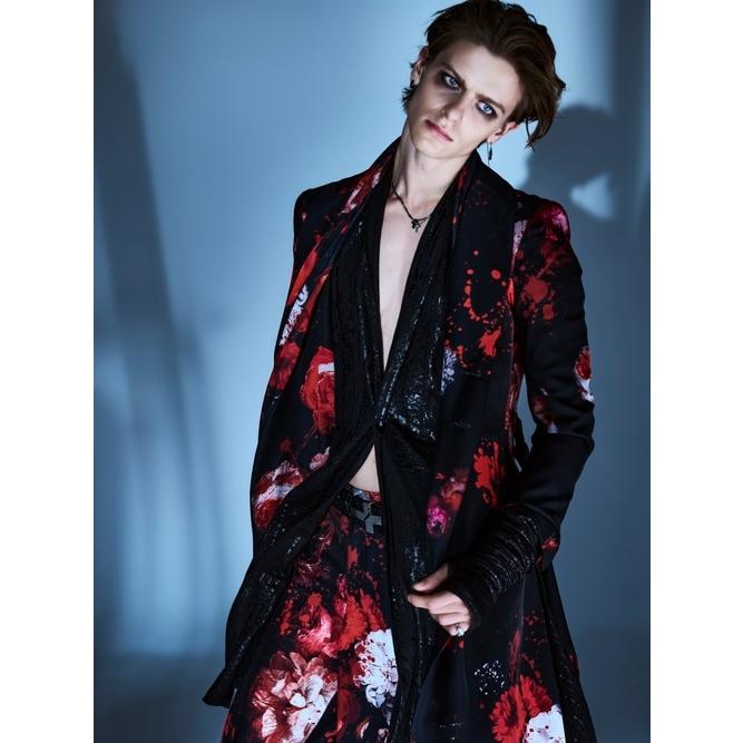 kiryuyrik・キリュウキリュウ/Black Flora Gabardine Flare Jacket/Blackの画像