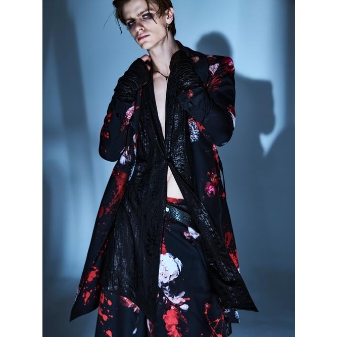 kiryuyrik・キリュウキリュウ/Black Flora Gabardine Flare Jacket/Blackの画像