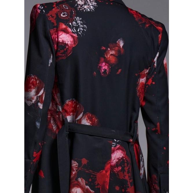 kiryuyrik・キリュウキリュウ/Black Flora Gabardine Flare Jacket/Blackの画像
