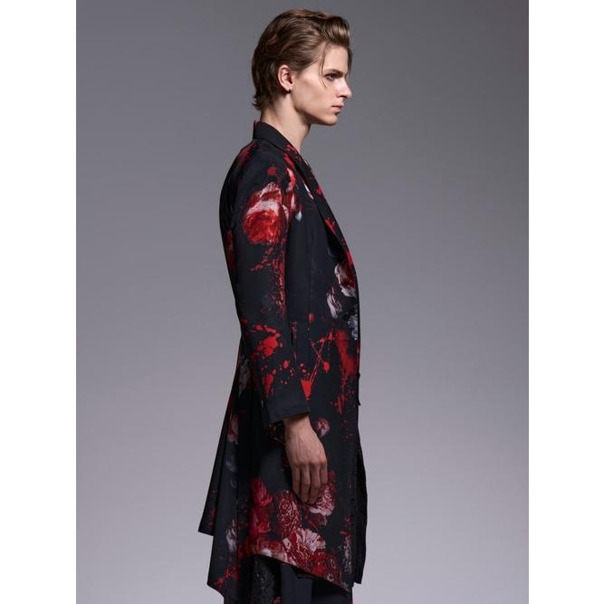 kiryuyrik・キリュウキリュウ/Black Flora Gabardine Flare Jacket/Blackの画像
