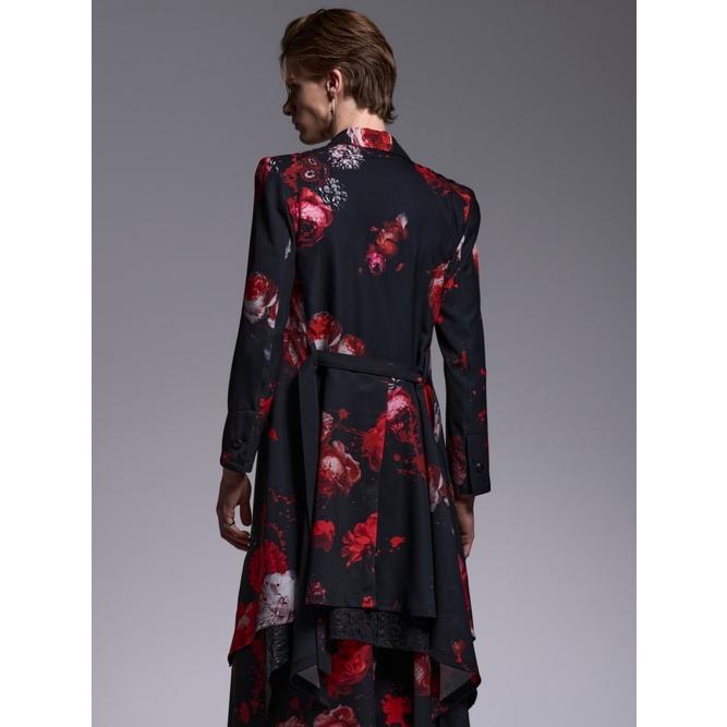 kiryuyrik・キリュウキリュウ/Black Flora Gabardine Flare Jacket/Blackの画像