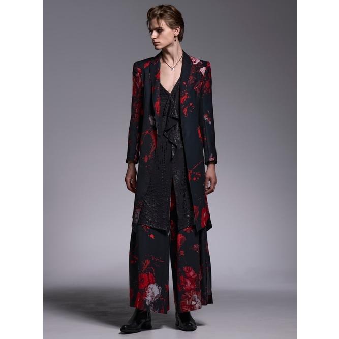 kiryuyrik・キリュウキリュウ/Black Flora Gabardine Flare Jacket/Blackの画像