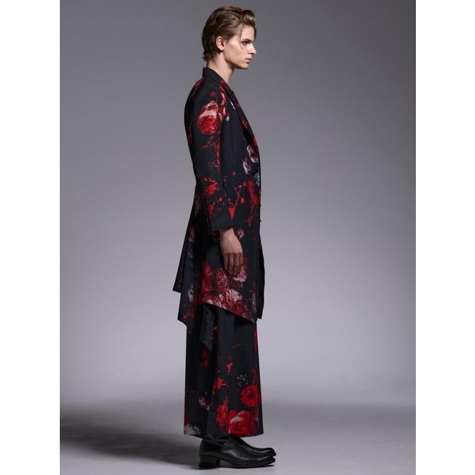 kiryuyrik・キリュウキリュウ/Black Flora Gabardine Flare Jacket/Blackの画像