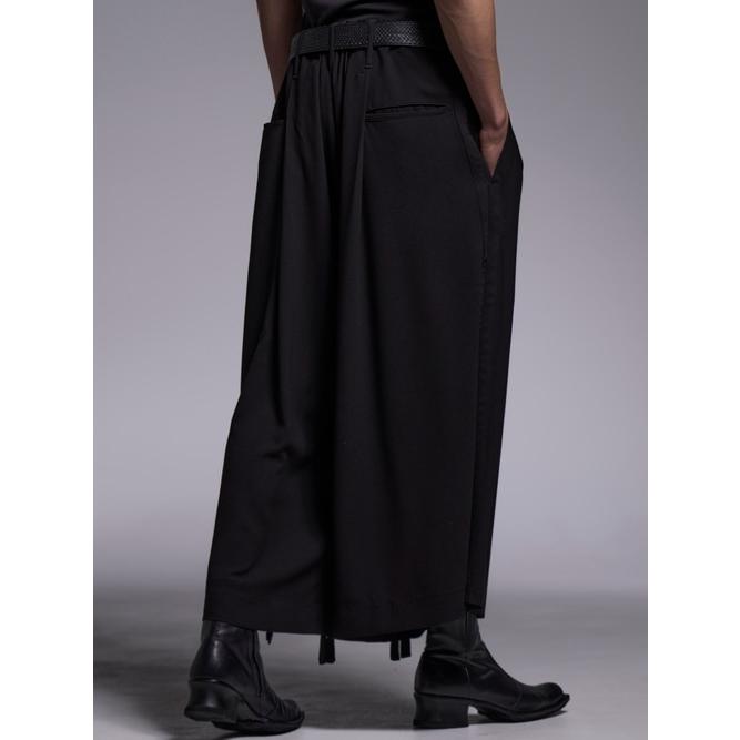 kiryuyrik・キリュウキリュウ/Crape Sharring Wide Tuck Slacks/Blackの画像