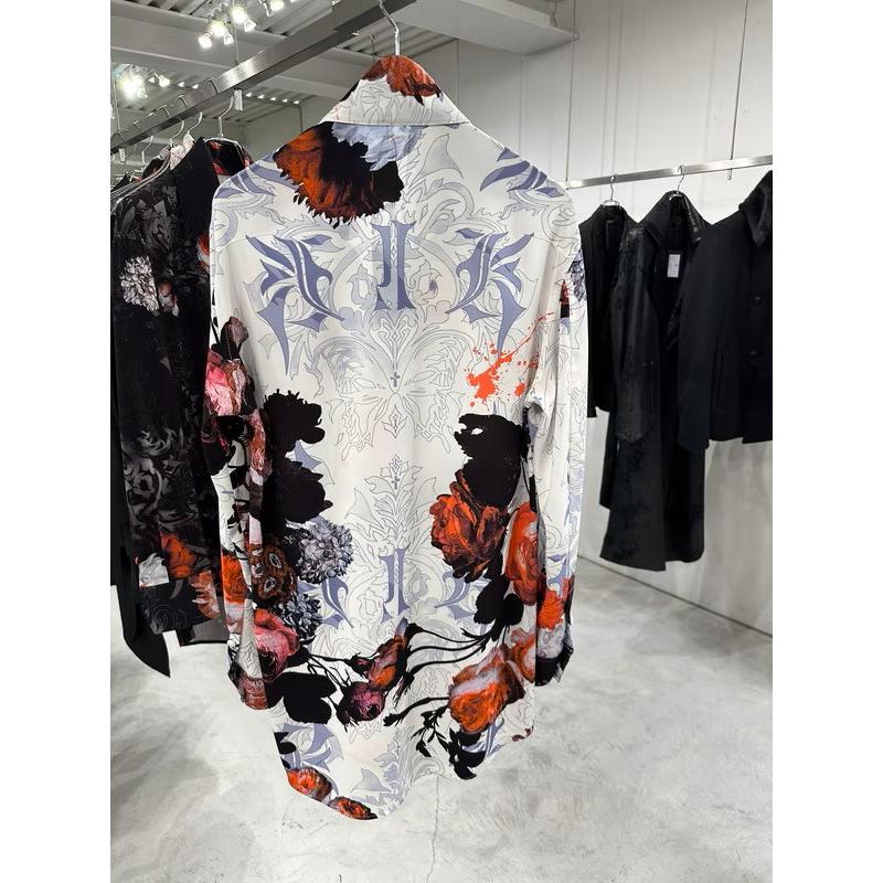 (予約品）10月末〜11月入荷予定/kiryuyrik・キリュウキリュウ/Goth Flora Shirt/Whiteの画像