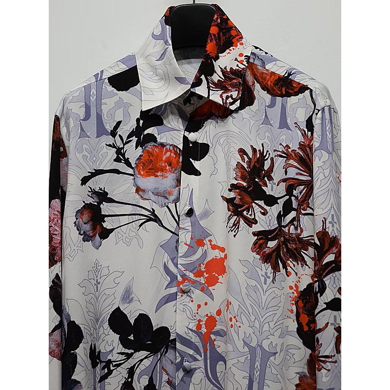 (予約品）10月末〜11月入荷予定/kiryuyrik・キリュウキリュウ/Goth Flora Shirt/Whiteの画像