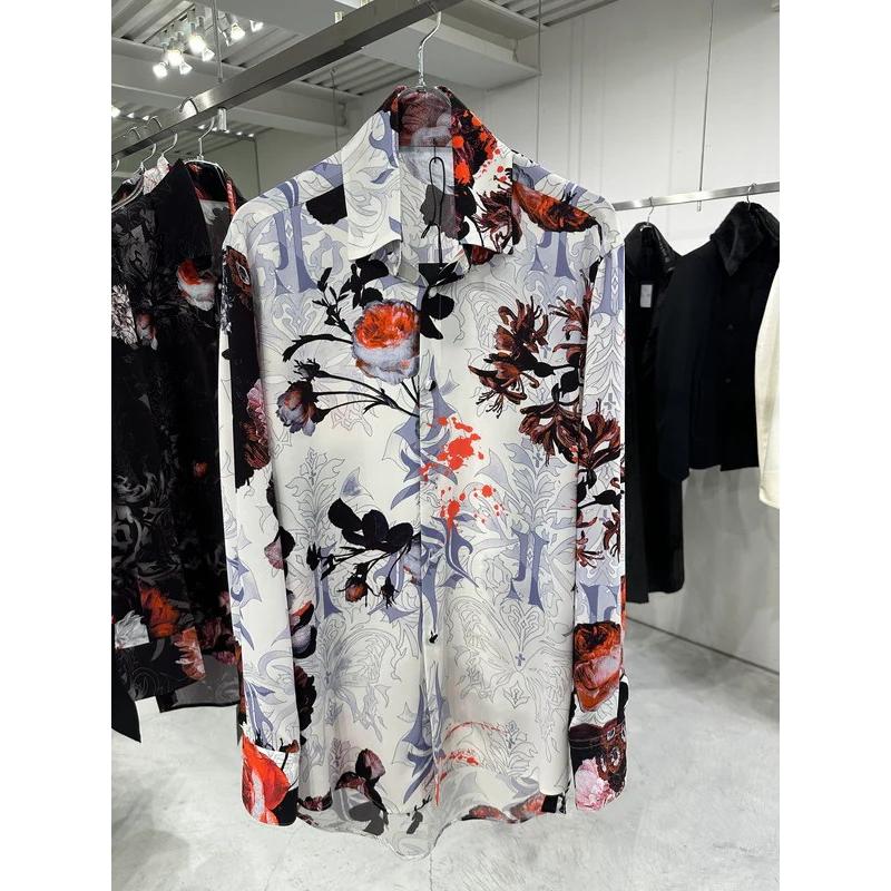 (予約品）10月末〜11月入荷予定/kiryuyrik・キリュウキリュウ/Goth Flora Shirt/Whiteの画像