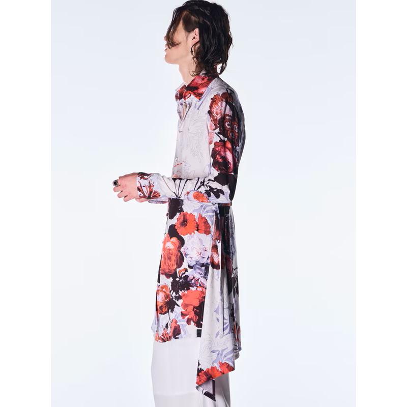 (予約品）10月末〜11月入荷予定/kiryuyrik・キリュウキリュウ/Goth Flora Flare Shirt/Whiteの画像