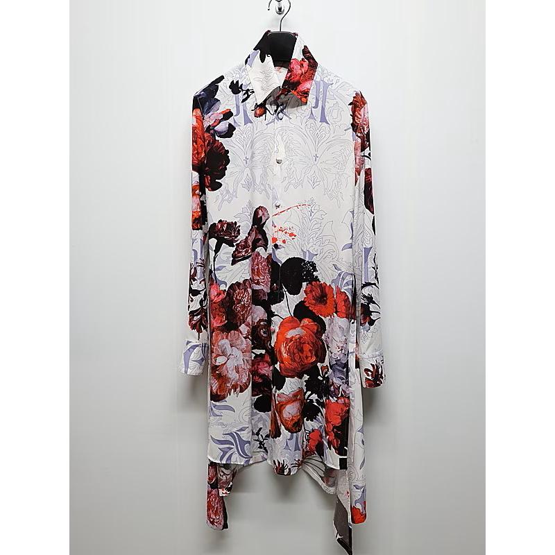 (予約品）10月末〜11月入荷予定/kiryuyrik・キリュウキリュウ/Goth Flora Flare Shirt/Whiteの画像