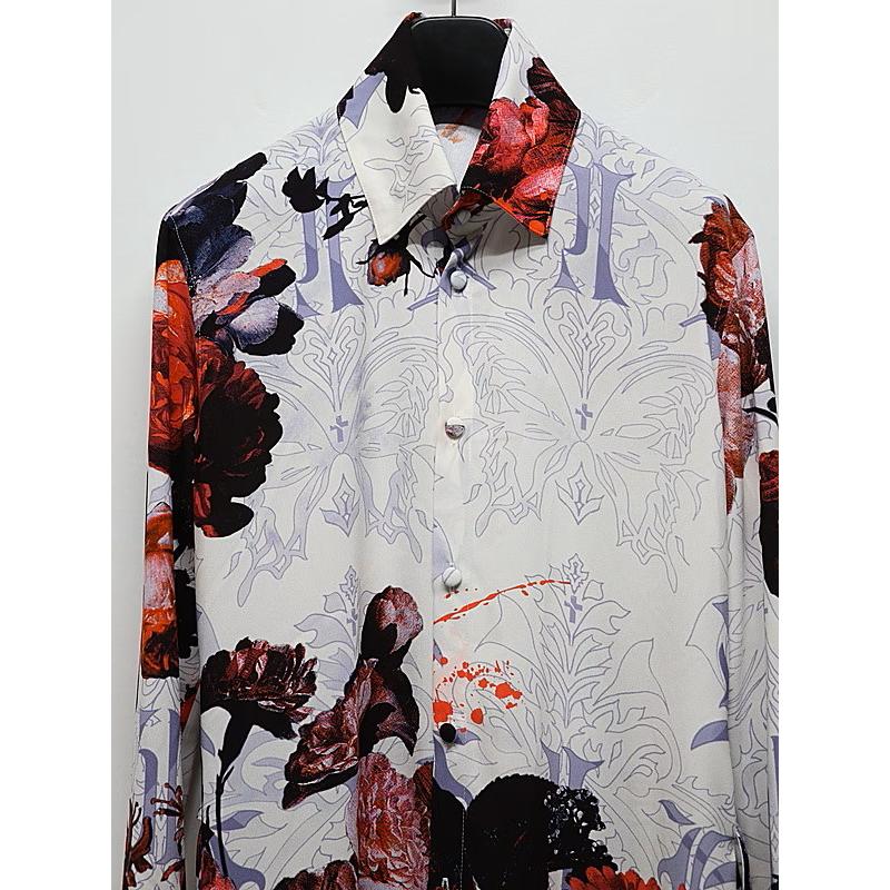 (予約品）10月末〜11月入荷予定/kiryuyrik・キリュウキリュウ/Goth Flora Flare Shirt/Whiteの画像
