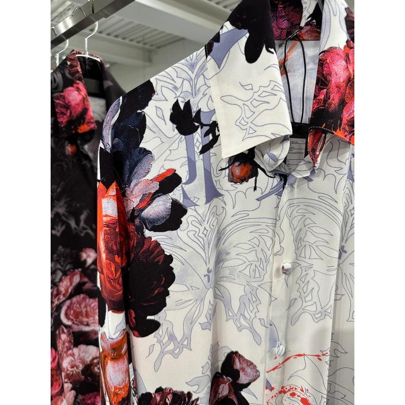 (予約品）10月末〜11月入荷予定/kiryuyrik・キリュウキリュウ/Goth Flora Flare Shirt/Whiteの画像