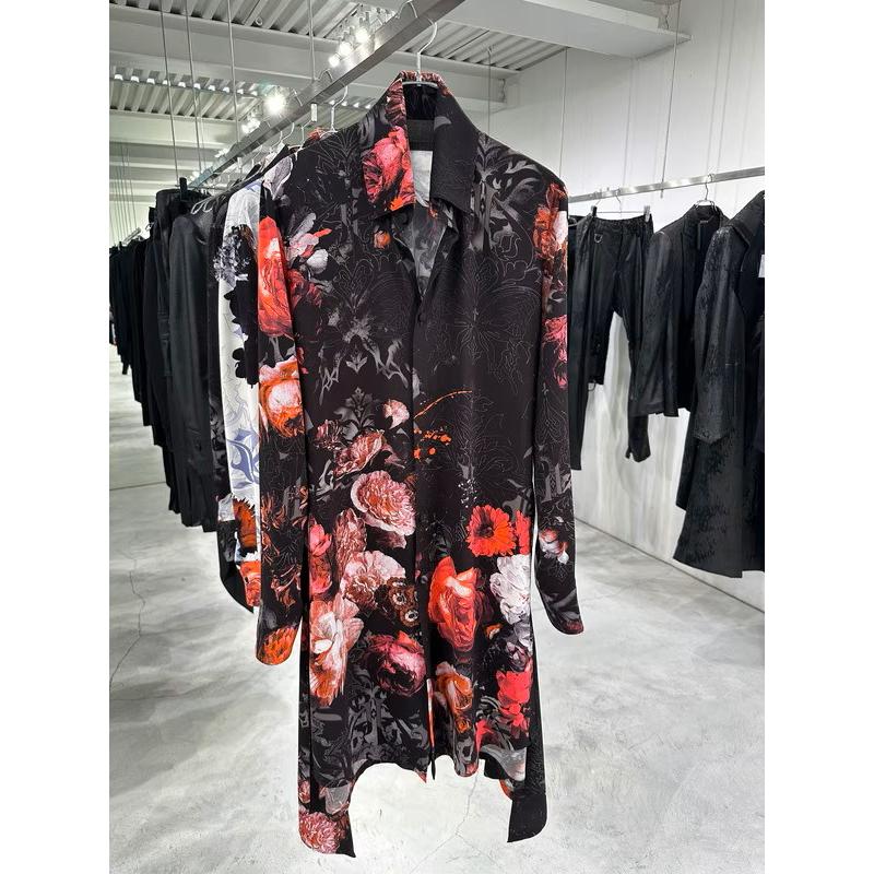 (予約品）10月末〜11月入荷予定/kiryuyrik・キリュウキリュウ/Goth Flora Flare Shirt/Blackの画像