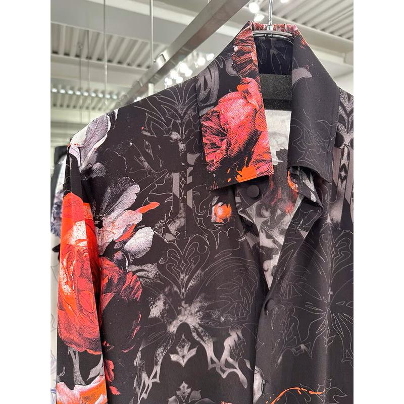 (予約品）10月末〜11月入荷予定/kiryuyrik・キリュウキリュウ/Goth Flora Flare Shirt/Blackの画像