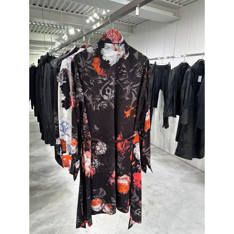(予約品）10月末〜11月入荷予定/kiryuyrik・キリュウキリュウ/Goth Flora Flare Shirt/Blackの画像