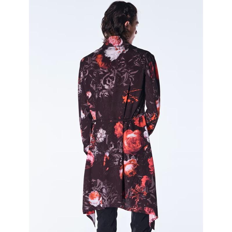 (予約品）10月末〜11月入荷予定/kiryuyrik・キリュウキリュウ/Goth Flora Flare Shirt/Blackの画像