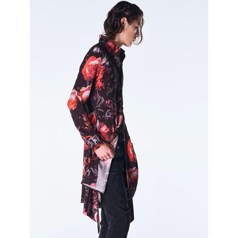 (予約品）10月末〜11月入荷予定/kiryuyrik・キリュウキリュウ/Goth Flora Flare Shirt/Blackの画像
