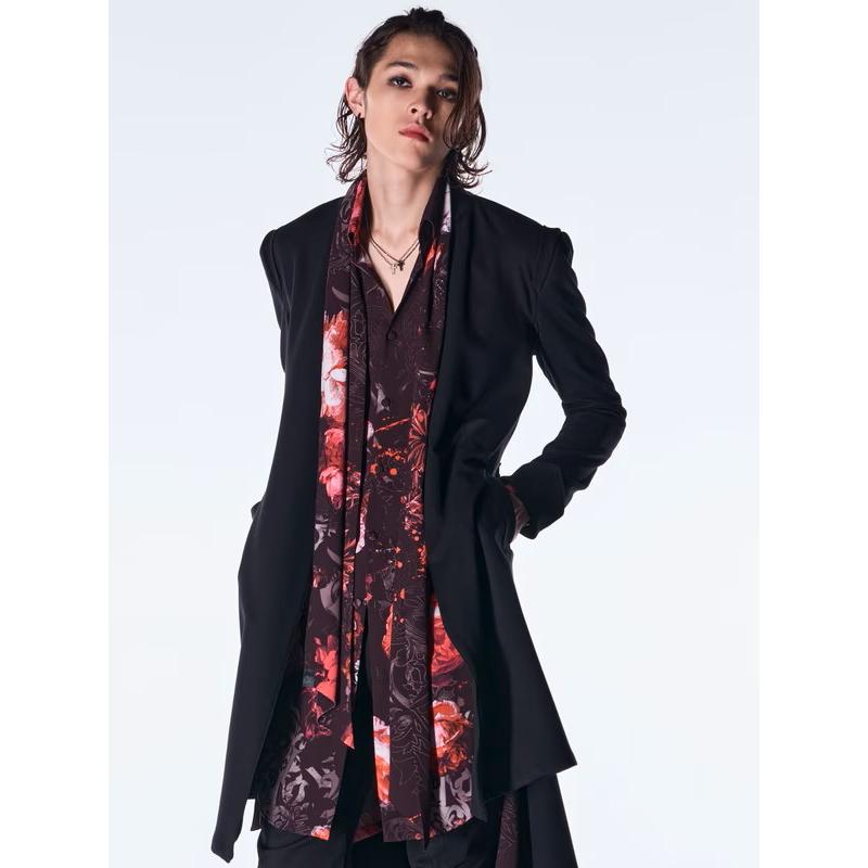 (予約品）10月末〜11月入荷予定/kiryuyrik・キリュウキリュウ/Goth Flora Flare Shirt/Blackの画像