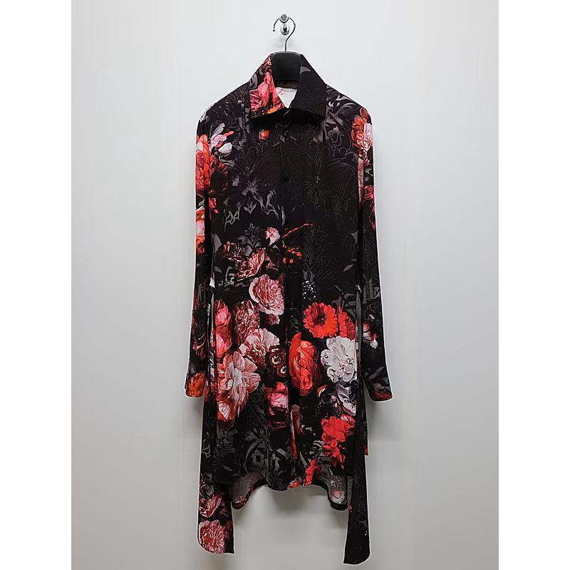 (予約品）10月末〜11月入荷予定/kiryuyrik・キリュウキリュウ/Goth Flora Flare Shirt/Blackの画像