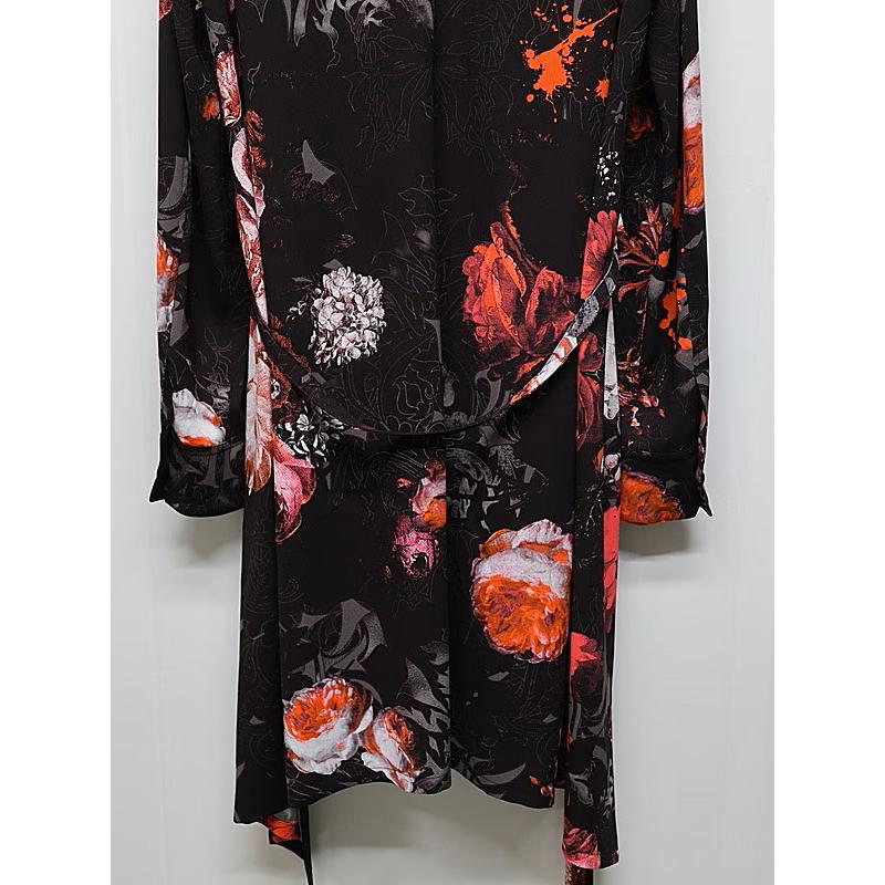 (予約品）10月末〜11月入荷予定/kiryuyrik・キリュウキリュウ/Goth Flora Flare Shirt/Blackの画像
