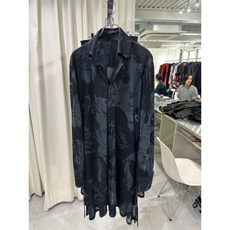 (予約品）9月末〜10月入荷予定/kiryuyrik・キリュウキリュウ/Opal Mesh Flare Shirt/Blackの画像