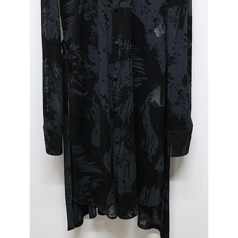 (予約品）9月末〜10月入荷予定/kiryuyrik・キリュウキリュウ/Opal Mesh Flare Shirt/Blackの画像
