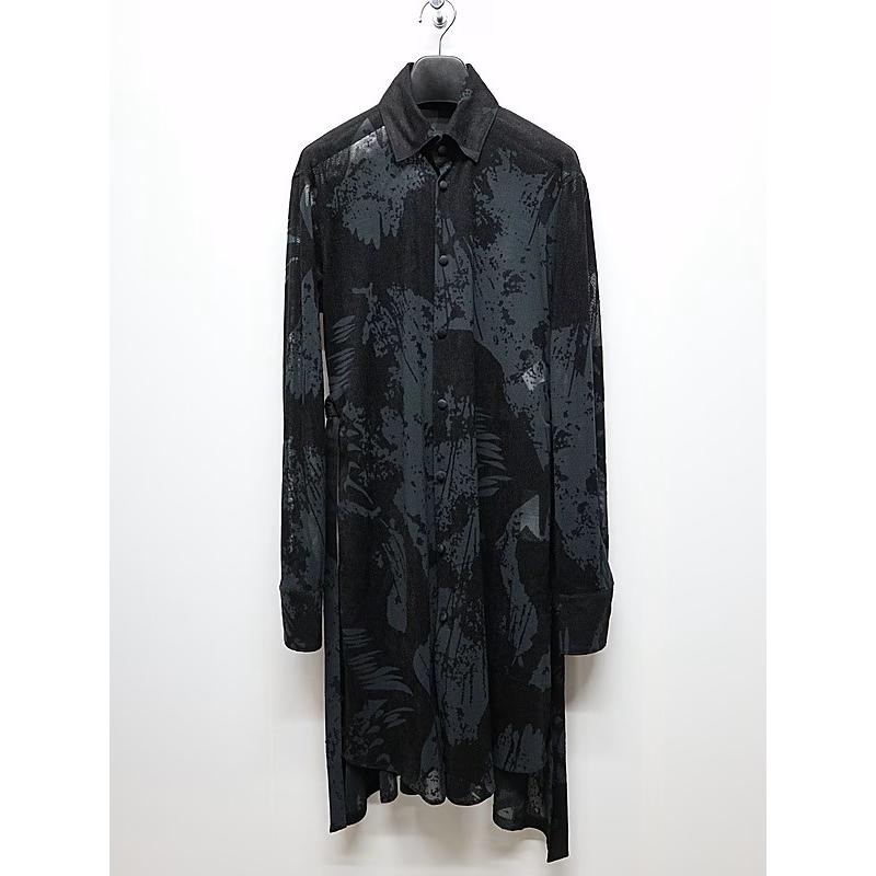 (予約品）9月末〜10月入荷予定/kiryuyrik・キリュウキリュウ/Opal Mesh Flare Shirt/Blackの画像