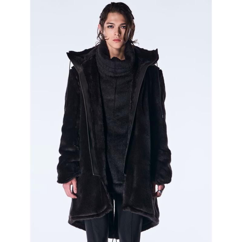 (予約品）11月末〜12月入荷予定/kiryuyrik・キリュウキリュウ/Fur Mods Coat/Blackの画像