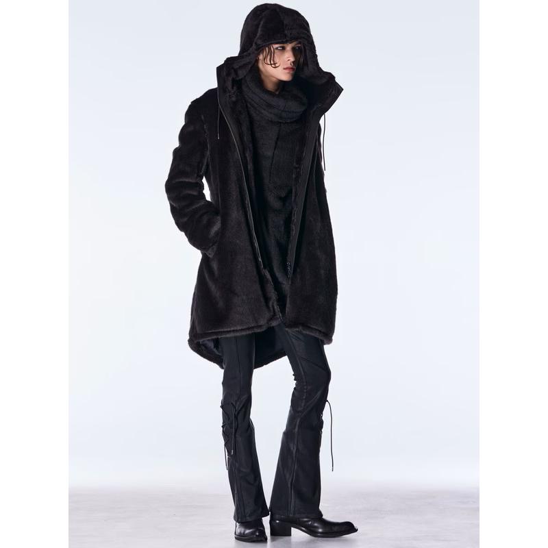 (予約品）11月末〜12月入荷予定/kiryuyrik・キリュウキリュウ/Fur Mods Coat/Blackの画像
