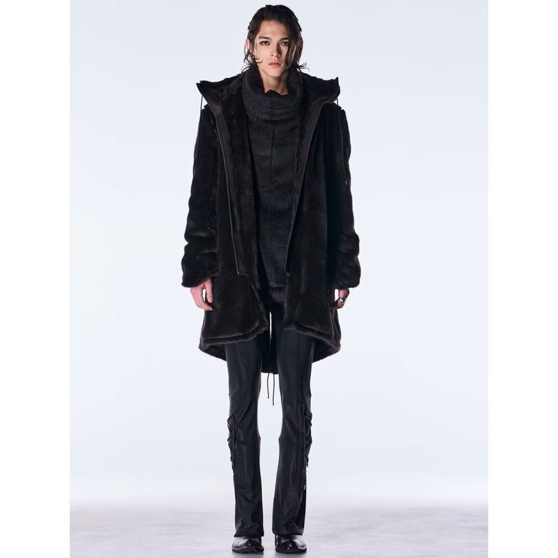 (予約品）11月末〜12月入荷予定/kiryuyrik・キリュウキリュウ/Fur Mods Coat/Blackの画像