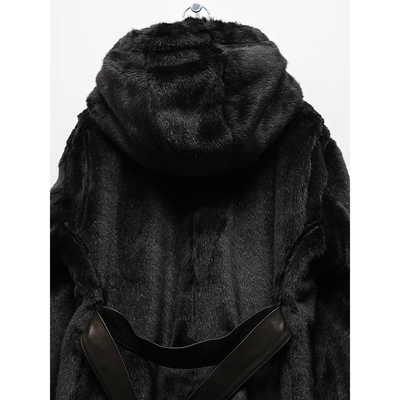 (予約品）11月末〜12月入荷予定/kiryuyrik・キリュウキリュウ/Fur Mods Coat/Blackの画像