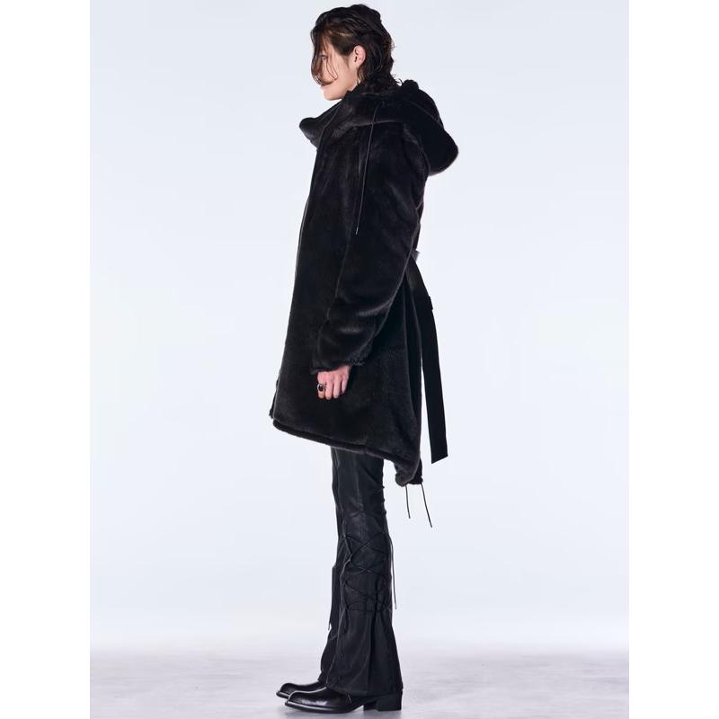 (予約品）11月末〜12月入荷予定/kiryuyrik・キリュウキリュウ/Fur Mods Coat/Blackの画像