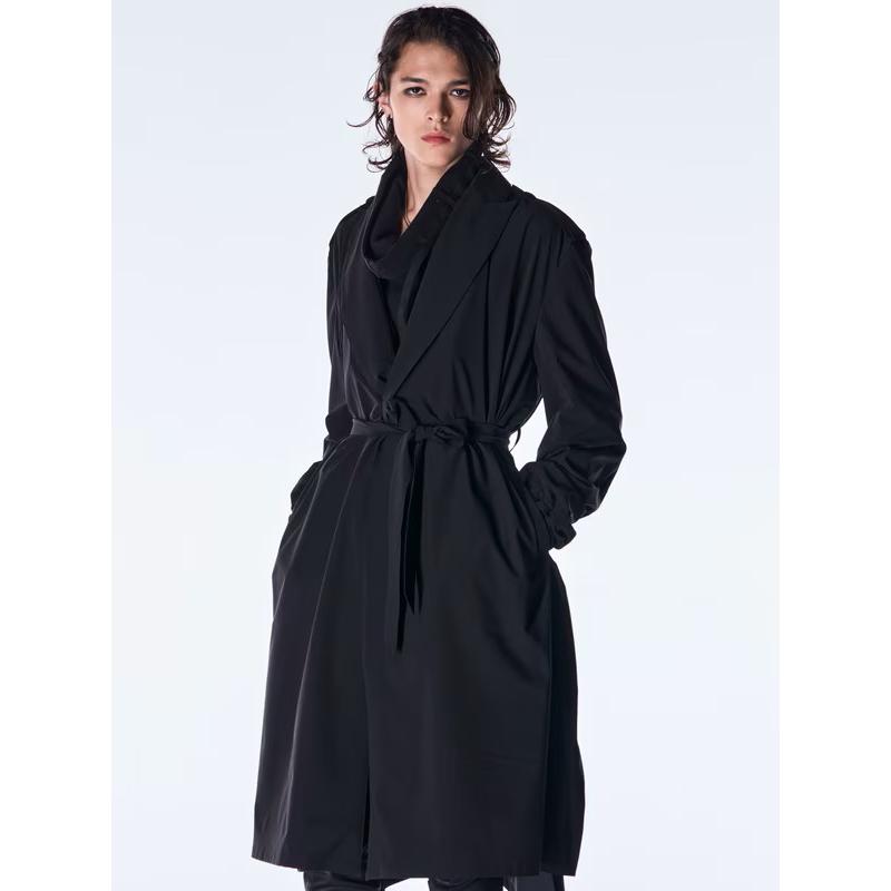 (予約品）9月末〜10月入荷予定/kiryuyrik・キリュウキリュウ/Taffeta Drape Chester Coat/Blackの画像