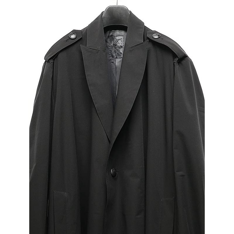 (予約品）9月末〜10月入荷予定/kiryuyrik・キリュウキリュウ/Taffeta Drape Chester Coat/Blackの画像