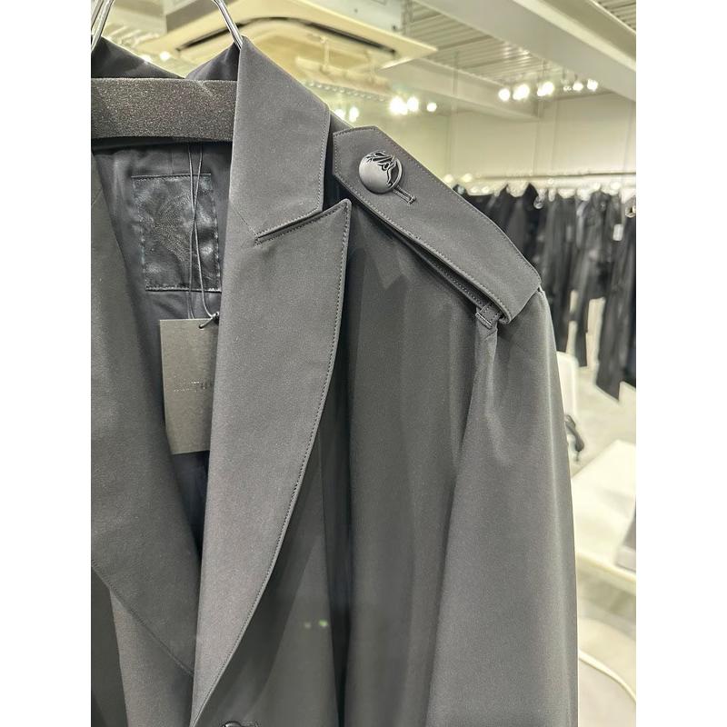 (予約品）9月末〜10月入荷予定/kiryuyrik・キリュウキリュウ/Taffeta Drape Chester Coat/Blackの画像