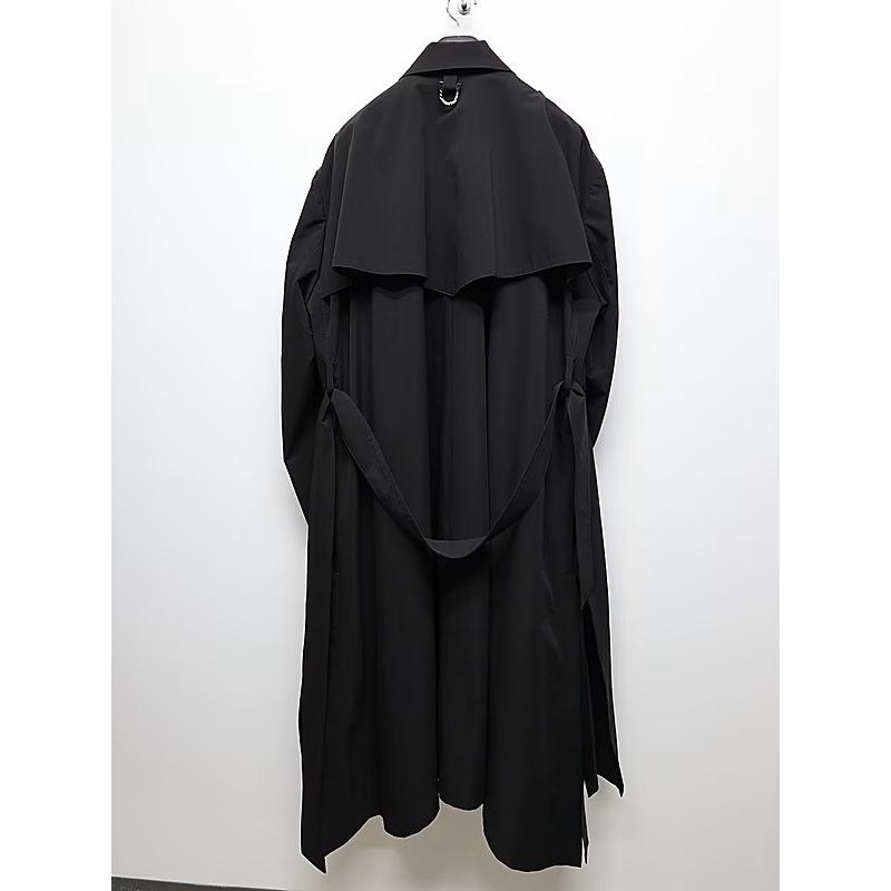 (予約品）9月末〜10月入荷予定/kiryuyrik・キリュウキリュウ/Taffeta Drape Chester Coat/Blackの画像