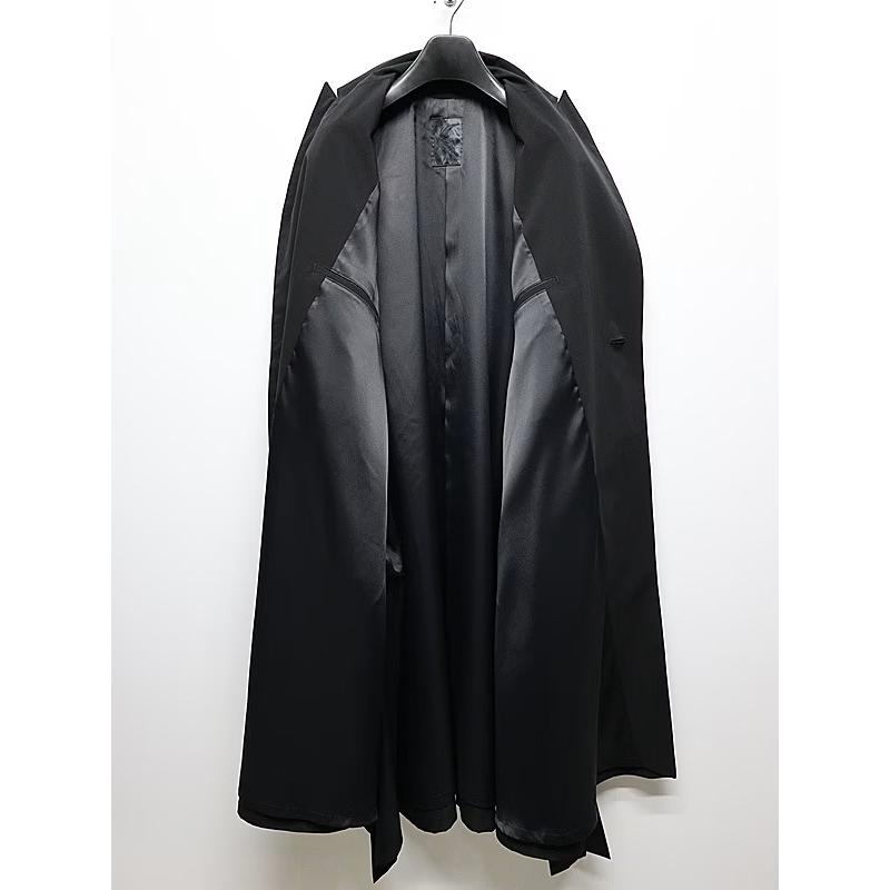 (予約品）9月末〜10月入荷予定/kiryuyrik・キリュウキリュウ/Taffeta Drape Chester Coat/Blackの画像