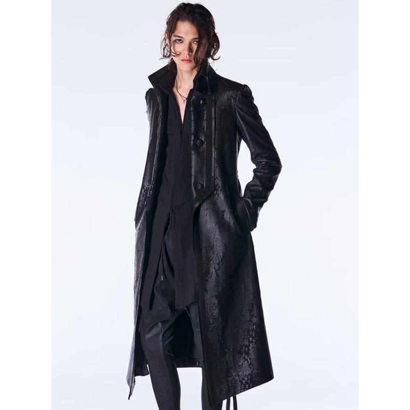 (予約品）11月末〜12月入荷予定/kiryuyrik・キリュウキリュウ/Cross Dot Fleece Long Napoleon Coat/Blackの画像
