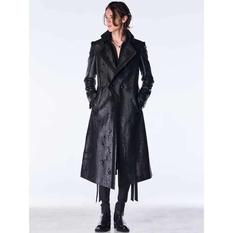 (予約品）11月末〜12月入荷予定/kiryuyrik・キリュウキリュウ/Cross Dot Fleece Long Napoleon Coat/Blackの画像