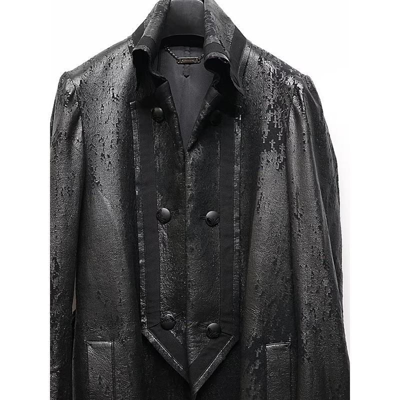 (予約品）11月末〜12月入荷予定/kiryuyrik・キリュウキリュウ/Cross Dot Fleece Long Napoleon Coat/Blackの画像