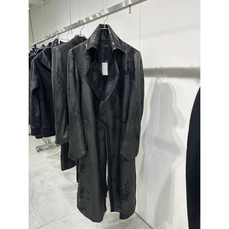 (予約品）11月末〜12月入荷予定/kiryuyrik・キリュウキリュウ/Cross Dot Fleece Long Napoleon Coat/Blackの画像