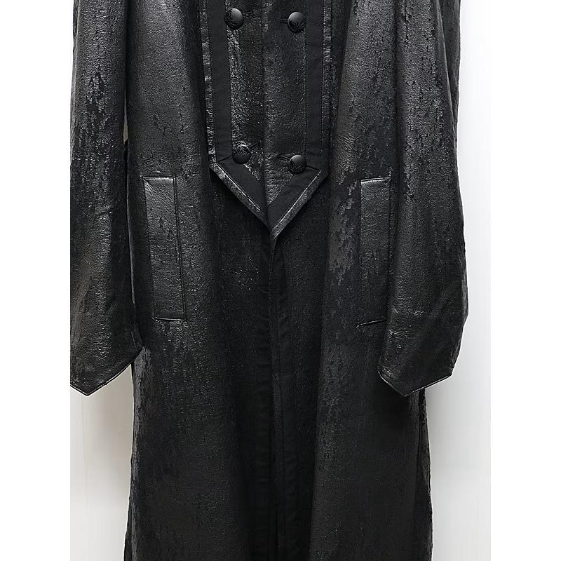 (予約品）11月末〜12月入荷予定/kiryuyrik・キリュウキリュウ/Cross Dot Fleece Long Napoleon Coat/Blackの画像