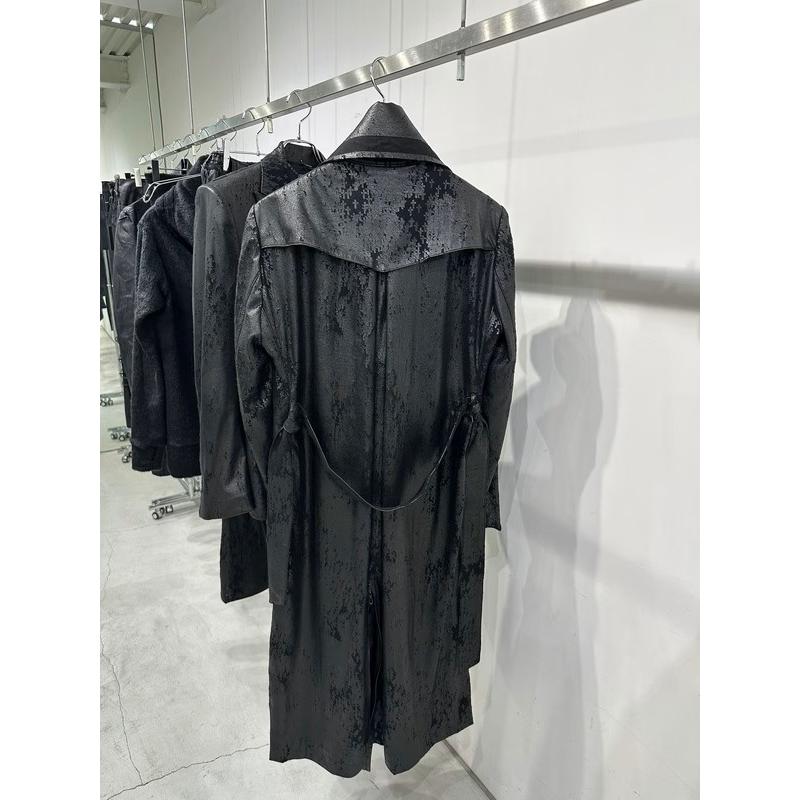(予約品）11月末〜12月入荷予定/kiryuyrik・キリュウキリュウ/Cross Dot Fleece Long Napoleon Coat/Blackの画像