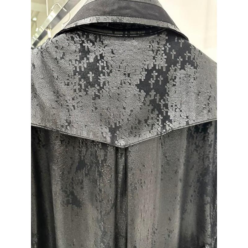 (予約品）11月末〜12月入荷予定/kiryuyrik・キリュウキリュウ/Cross Dot Fleece Long Napoleon Coat/Blackの画像
