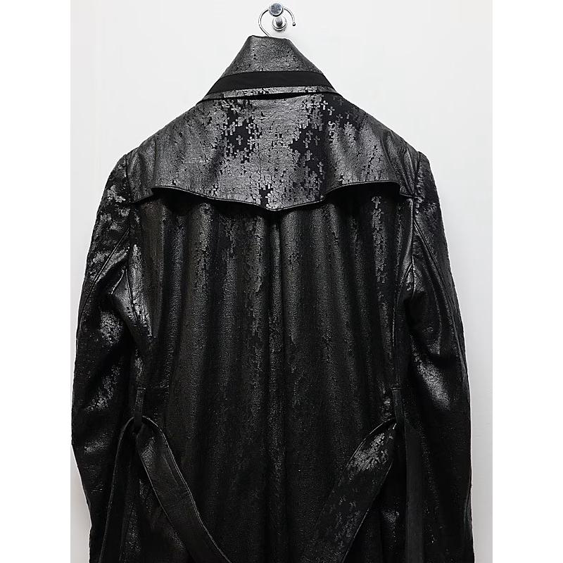 (予約品）11月末〜12月入荷予定/kiryuyrik・キリュウキリュウ/Cross Dot Fleece Long Napoleon Coat/Blackの画像