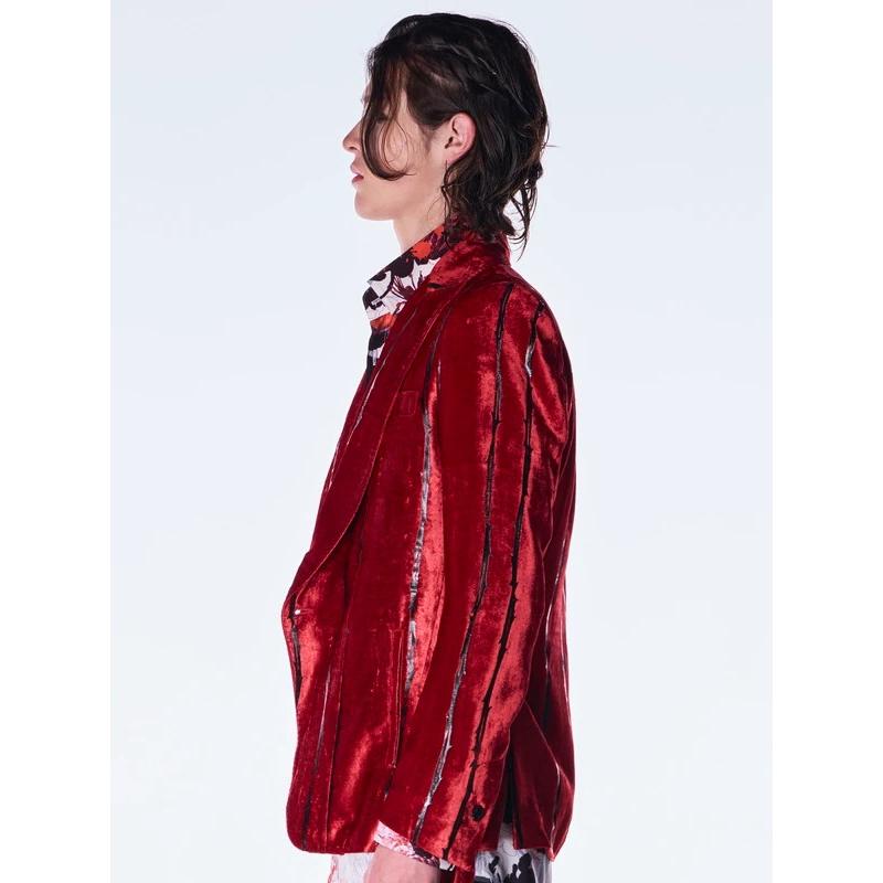 (予約品）10月末〜11月入荷予定/kiryuyrik・キリュウキリュウ/TOGE Velvet Peaked Jacket/Redの画像