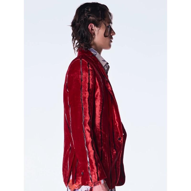 (予約品）10月末〜11月入荷予定/kiryuyrik・キリュウキリュウ/TOGE Velvet Peaked Jacket/Redの画像