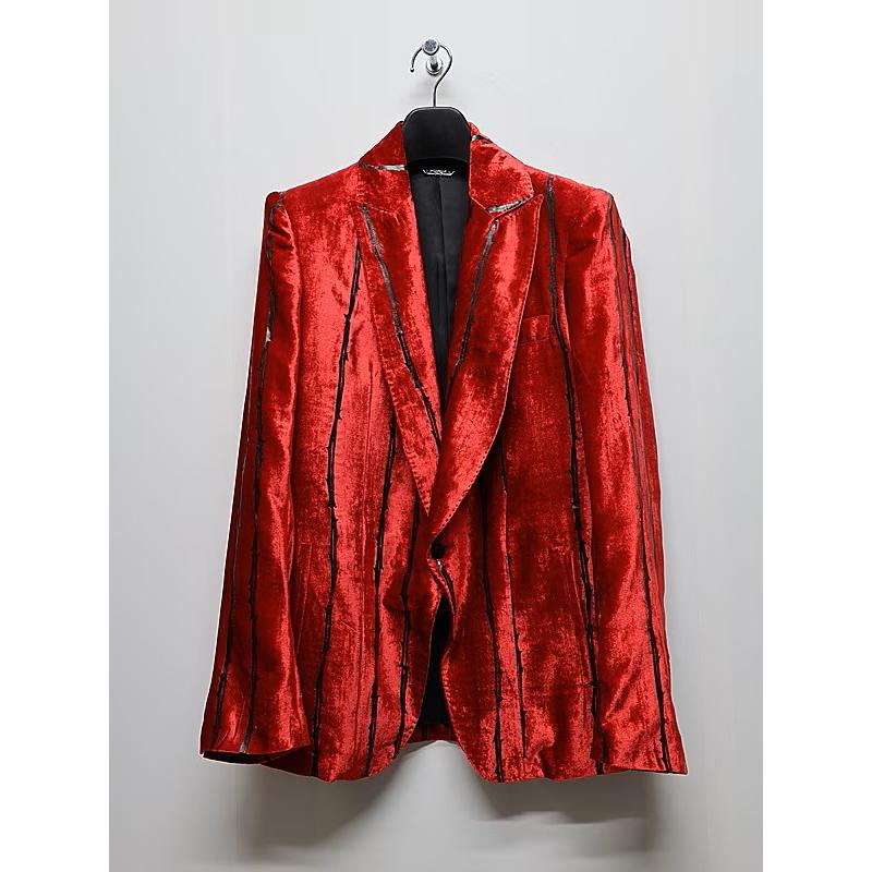 (予約品）10月末〜11月入荷予定/kiryuyrik・キリュウキリュウ/TOGE Velvet Peaked Jacket/Redの画像