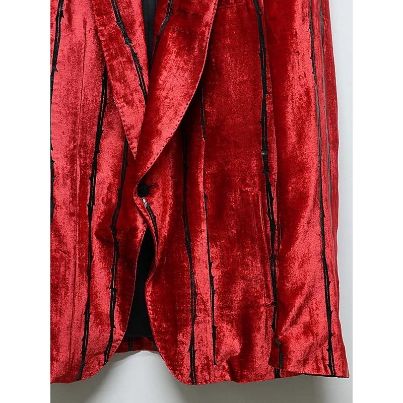 (予約品）10月末〜11月入荷予定/kiryuyrik・キリュウキリュウ/TOGE Velvet Peaked Jacket/Redの画像