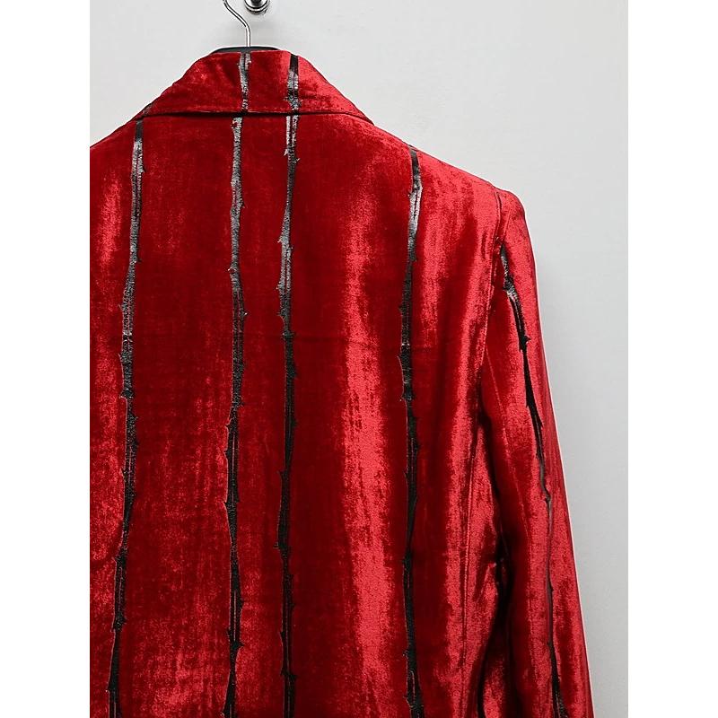 (予約品）10月末〜11月入荷予定/kiryuyrik・キリュウキリュウ/TOGE Velvet Peaked Jacket/Redの画像