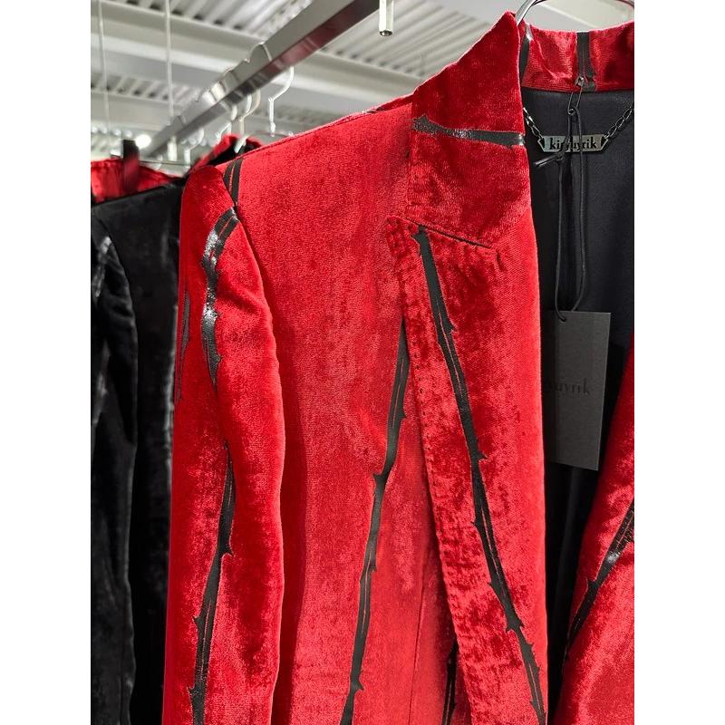 (予約品）10月末〜11月入荷予定/kiryuyrik・キリュウキリュウ/TOGE Velvet Peaked Jacket/Redの画像